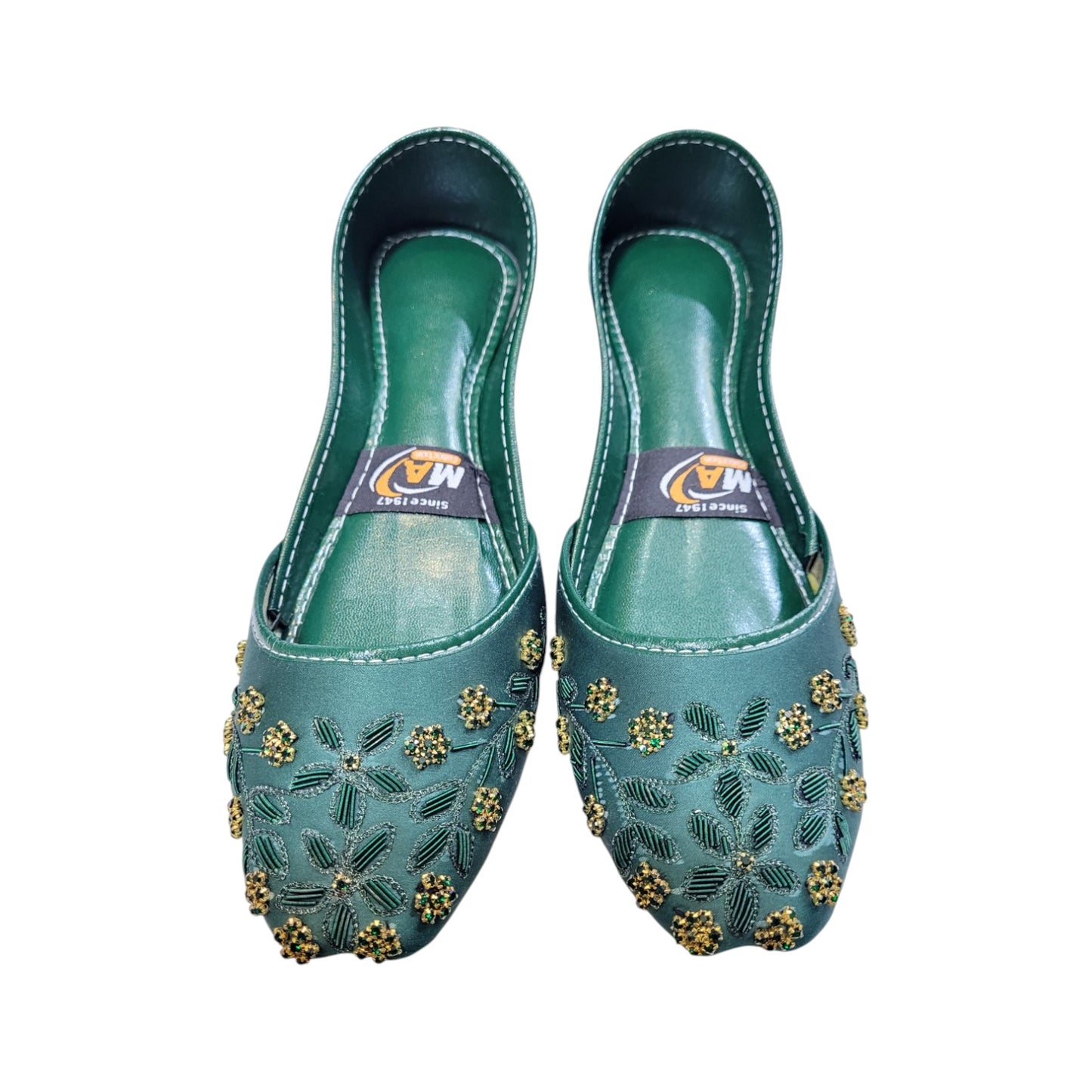 Handmade Stylish Fancy Green Ladies Khussa – Traditional Ethnic Footwear